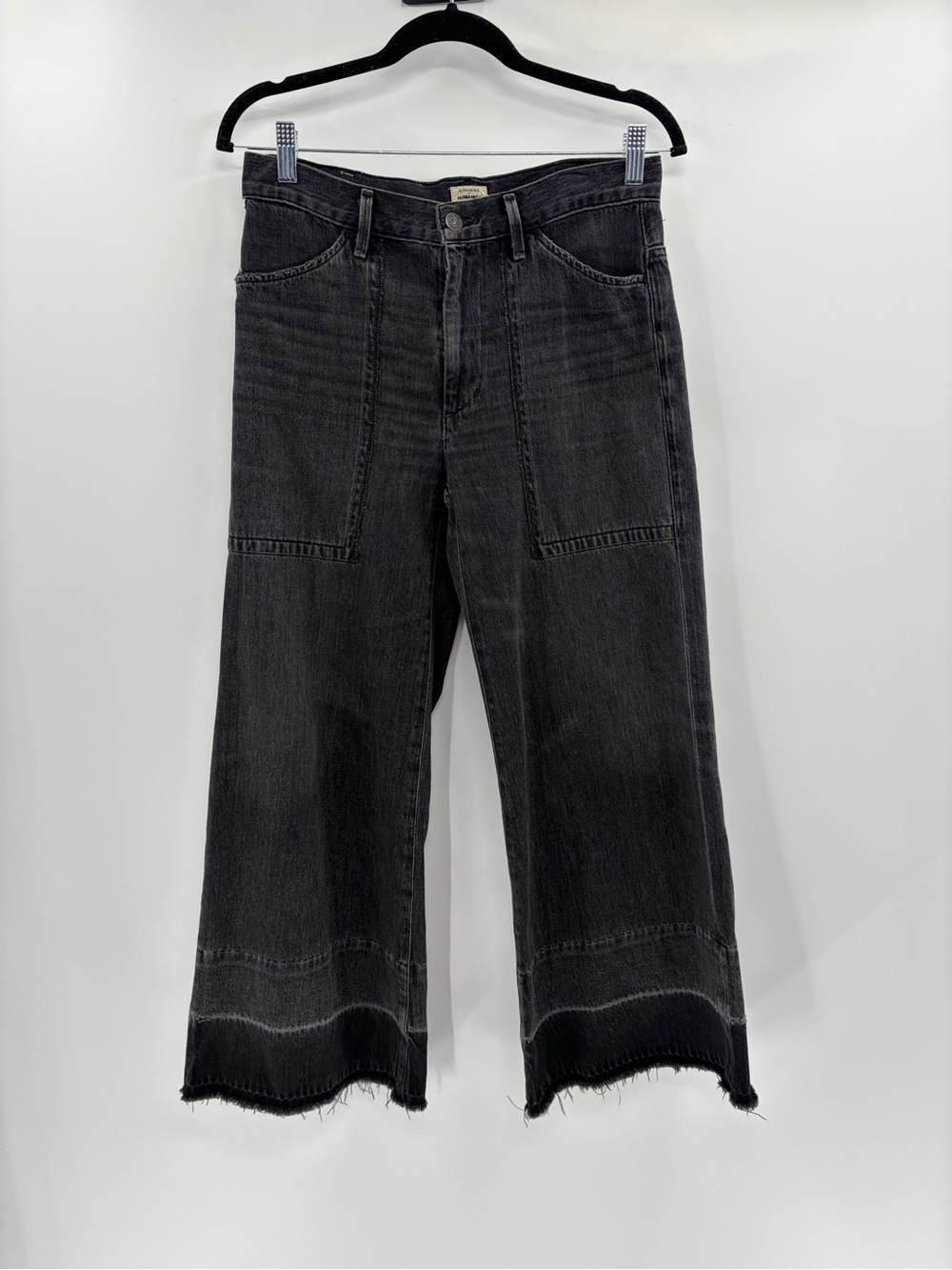 Citizens of humanity y2k black high rise black cropped wide leg jeans size 30